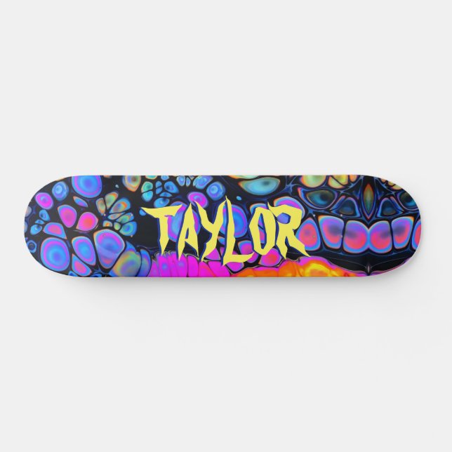 Skateboard Cellule Liquide tendance Abstraite, Nom personnali (Horz)