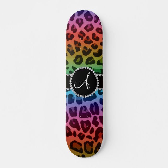 Skateboard Cercle d'empreinte de léopard d'arc-en-ciel de (Devant)