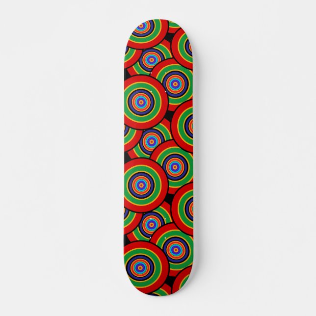 Skateboard Cercles et anneaux rétro (Devant)