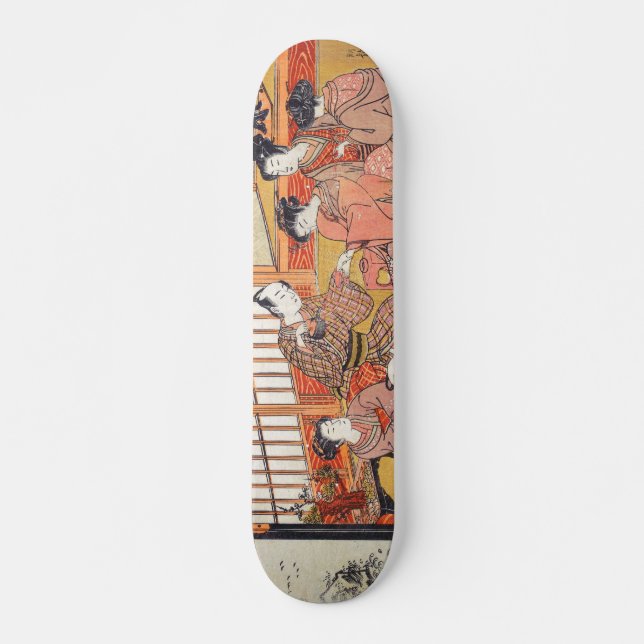 Skateboard Cérémonie du thé Isoda Koryusai japanais boisé art (Devant)