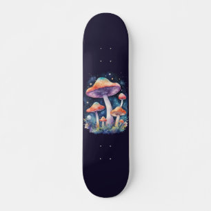 Skateboard Champignons cosmiques Aquarelle Style Art