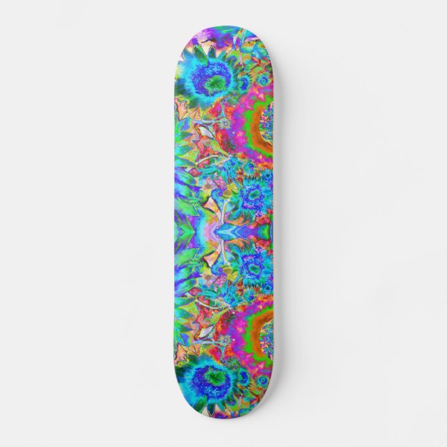 Skateboard Champs de tournesol pour toujours -bleu (Recto)