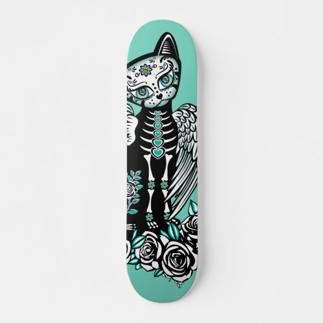 Skateboard Chat de crâne de sucre (Devant)