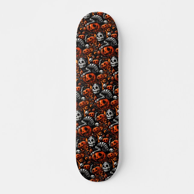 Skateboard Chat éffrayant et Citrouille (Devant)