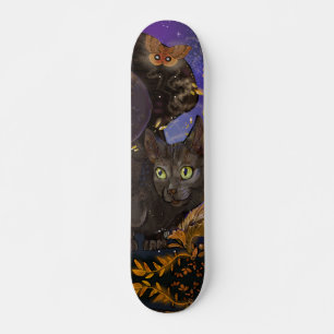 Skateboard Chat magique de l'automne du corbeau