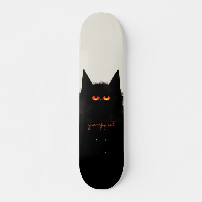 Skateboard Chat noir grumeux (Devant)