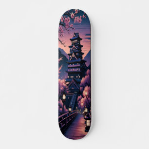 Skateboard Château de Twilight et fleurs de cerisiers