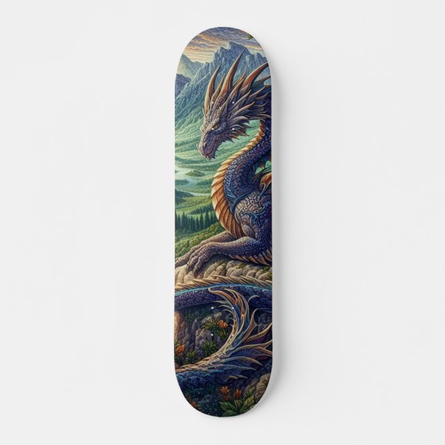 Skateboard Château du Dragon médiéval coloré (Devant)