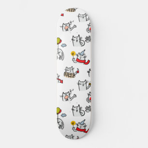 Skateboard Chats amusants, lait et magie.