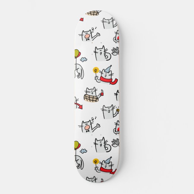 Skateboard Chats amusants, lait et magie. (Recto)