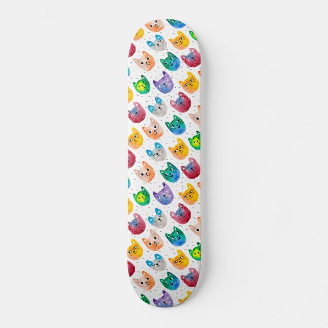 Skateboard Chats aquarelles et amis (Recto)