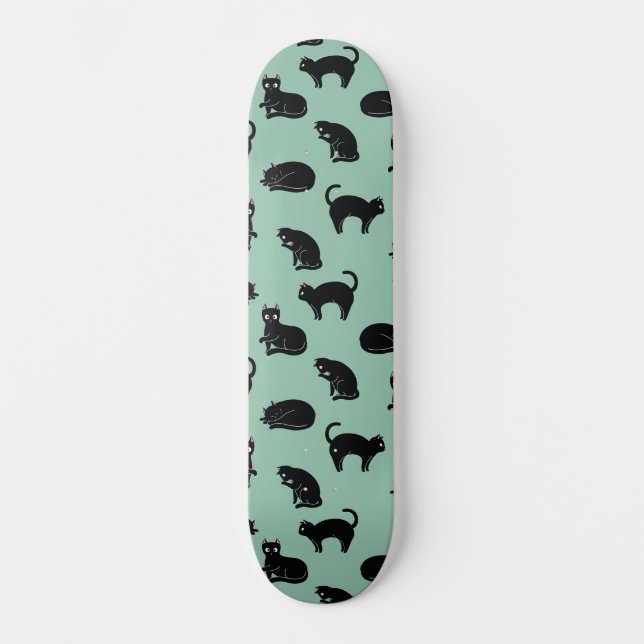 Skateboard Chats noirs Motif sans couture (Recto)