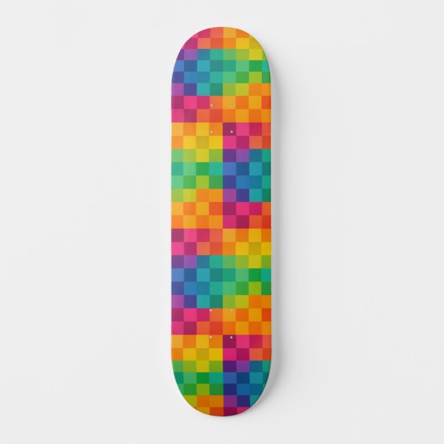 Skateboard Checkered Retro Colorful Grid Pattern (Recto)