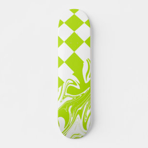 Skateboard Chèques et permules en vert et blanc de chaux
