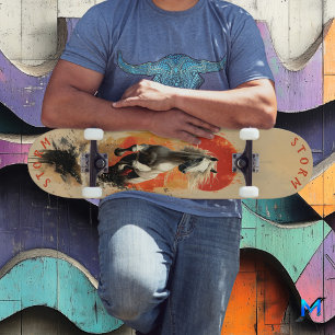 Skateboard Cheval Blanc au Galop dans la Gloire du Coucher de