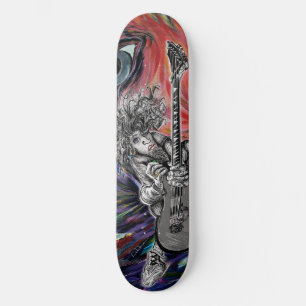 Skateboard Cheveux Guitare Art