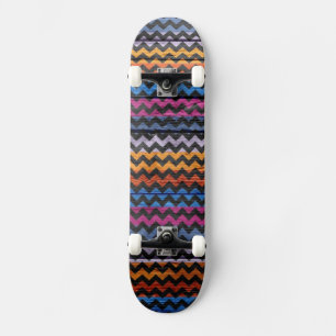Skateboard Chevron en bois abstrait coloré #5