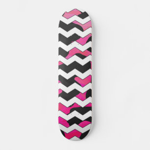 Skateboard Chevron Vache rose et noir
