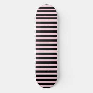 Skateboard Chic Mignon Rayures Rose Clair et Noir