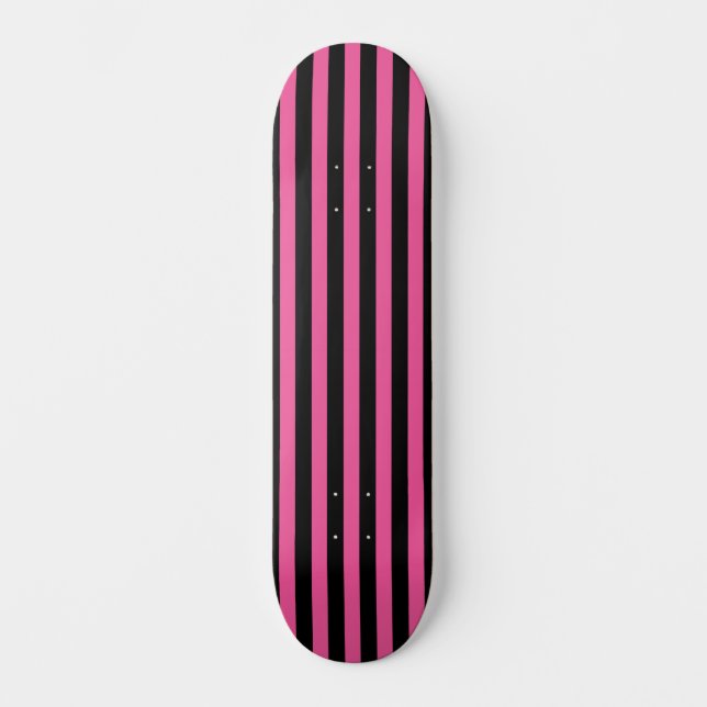 Skateboard Chic rose chaud et noir vertical strié (Recto)