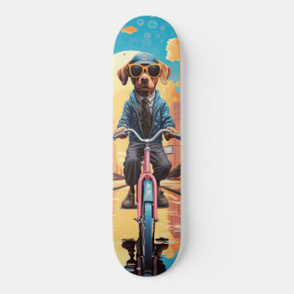 Skateboard Chien à vélo en ville