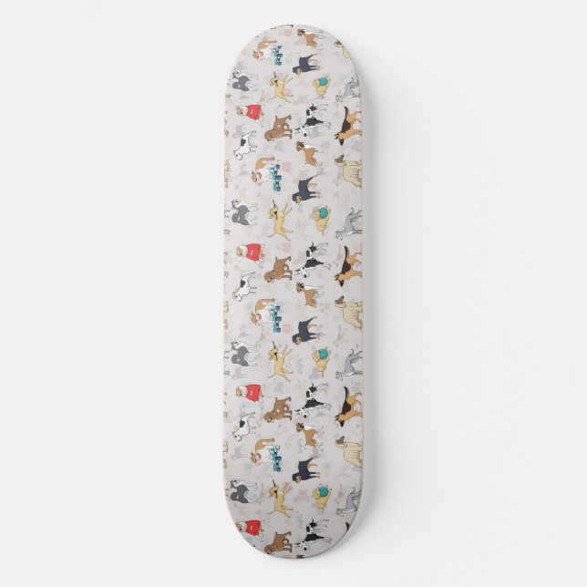 Skateboard Chiens mignons Design Motif Blanc (Recto)