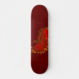 Skateboard Chine Dragon rouge et or design