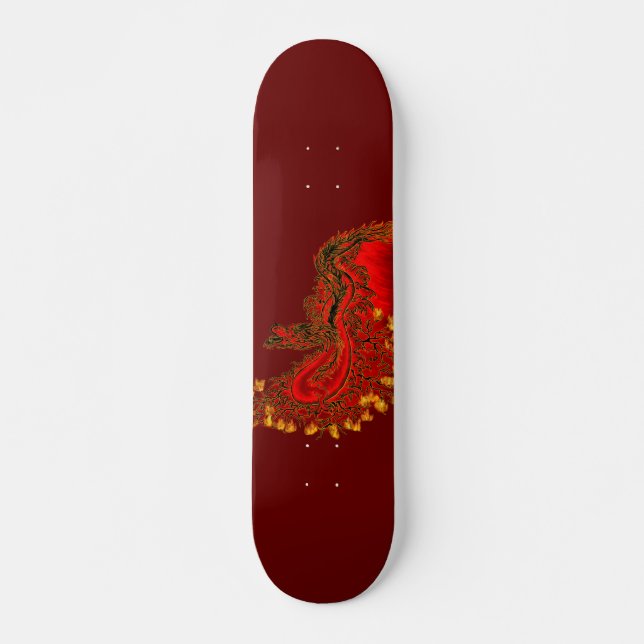 Skateboard Chine Dragon rouge et or design (Devant)