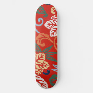 Skateboard Chinoiserie Rouge Floral Hawaïen Kimono Japonais