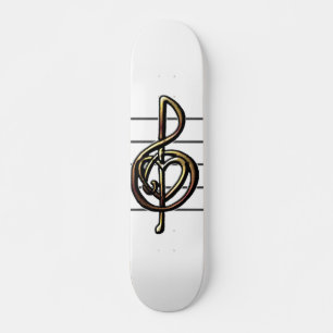 Skateboard Choisir une couleur Embossée Look Treble Clef et H