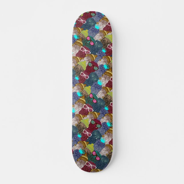 Skateboard Chouette dans la couronne (Devant)