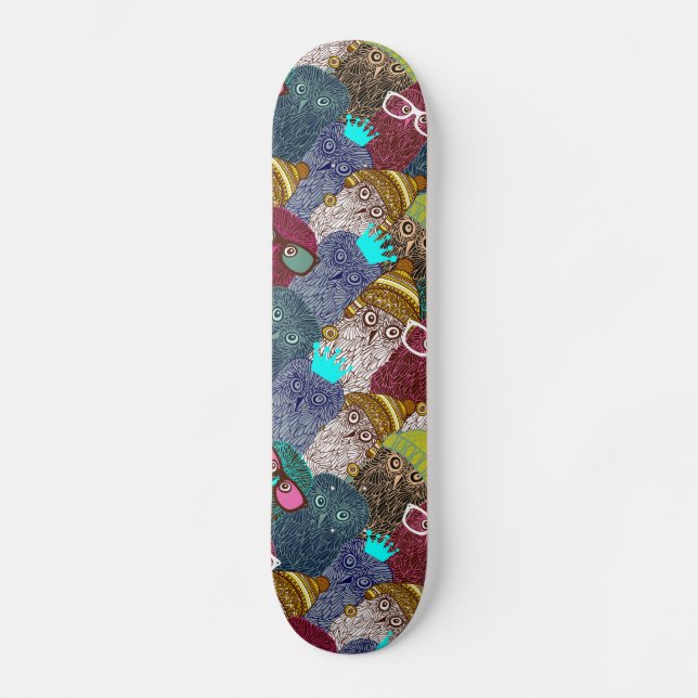 Skateboard Chouette dans la couronne (Recto)