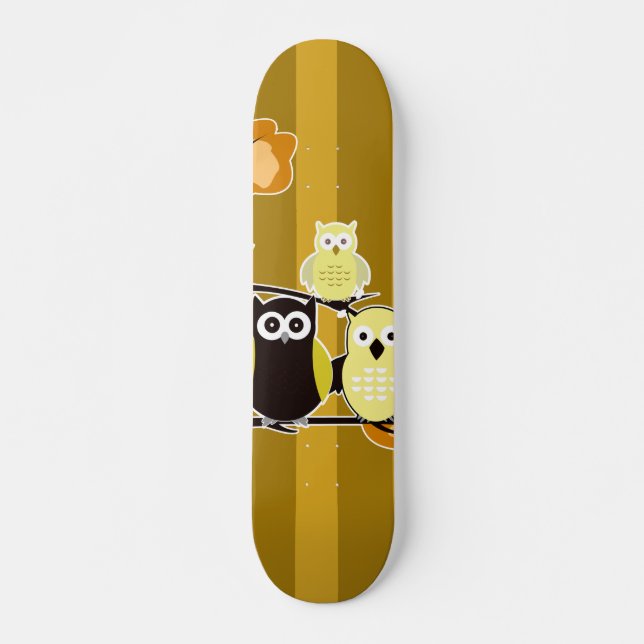 Skateboard Chouettes jaunes (Devant)