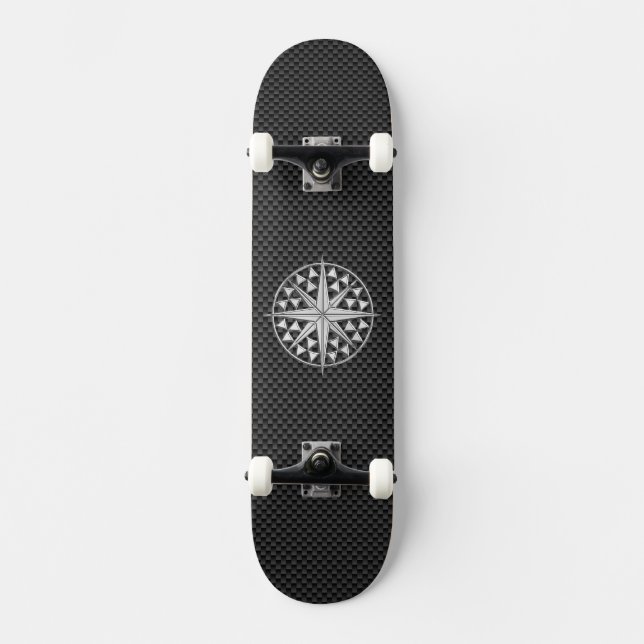 Skateboard Chrome étoile nautique sur fibre de carbone (Recto)