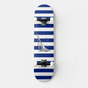 Skateboard Chrome Sailing on Nautical Stripes
