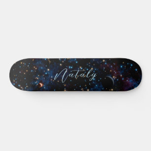 Skateboard Ciel nocturne avec étoiles et planètes personnalis