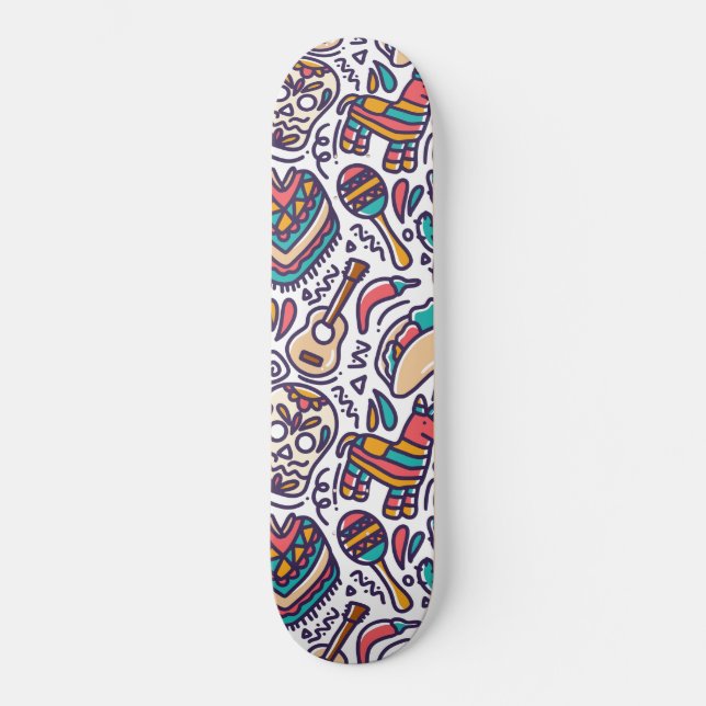 Skateboard Cinco De Mayo Mexican Fiesta Seamless (Recto)
