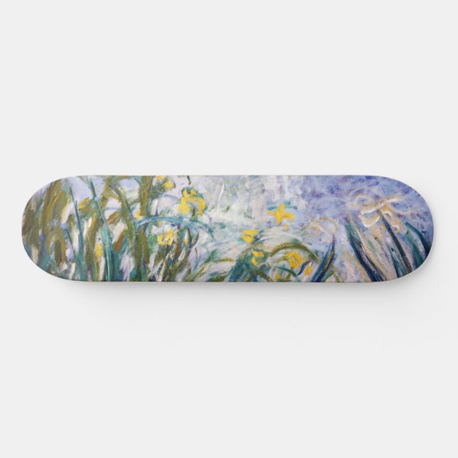 Skateboard Claude Monet - Iris jaunes et violets (Horz)