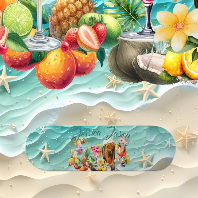 Skateboard Cocktail de plage Fruits Tropicaux Vague Océan Éto (Beach Cocktail Tropical Fruits Ocean Wave Starfish Skateboard)