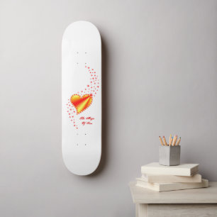 Skateboard Coeur arc-en-ciel avec étoiles, La magie de l'amou