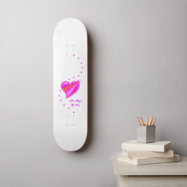 Skateboard Coeur arc-en-ciel avec étoiles, La magie de l'amou (Art mural)