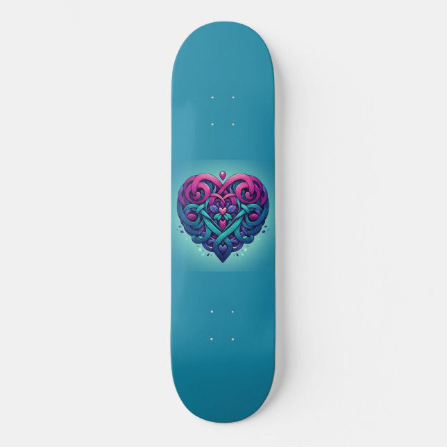 Skateboard Coeur Propre Avec Bleu Turq (Recto)