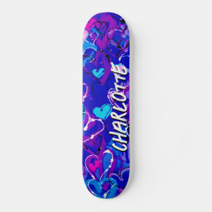 Skateboard Coeurs Graffiti Bleus : Carrousel avec style et pa