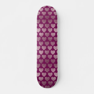 Skateboard Cœurs Pailletés Or Rose