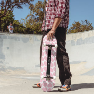 Skateboard Coeurs roses, Romantique, Votre Nom, Personnaliser