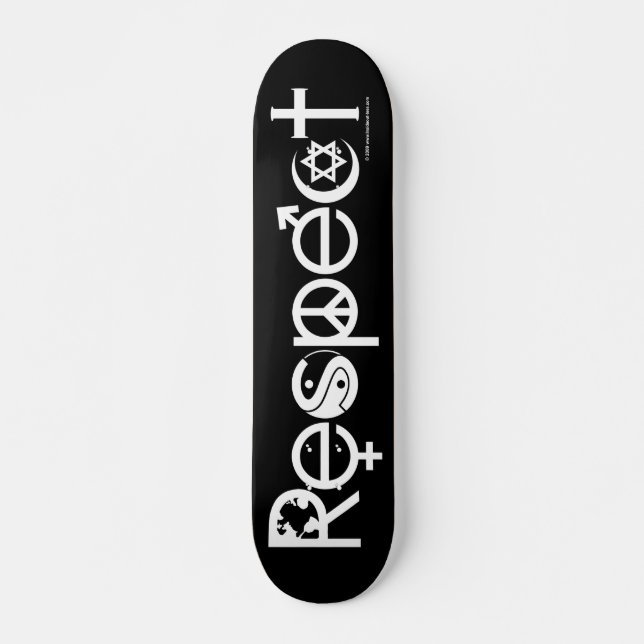 Skateboard Coexister avec le respect - Paix et la tolérance (Devant)