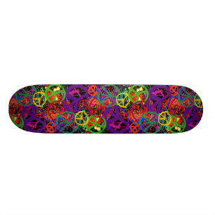 SKATEBOARD COLLAGE COLORÉ DE SIGNE DE PAIX