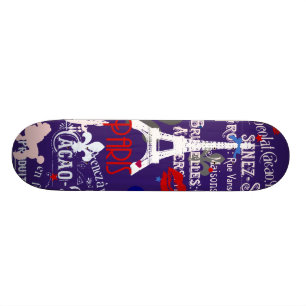 Skateboard Collage noir français moderne de Paris
