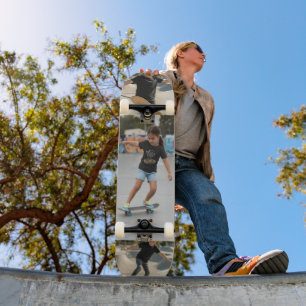 Skateboard Collage personnalisé de 3 photos Action personna