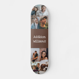 Skateboard Collage photo personnalisé 8 Nom personnalisé Brow